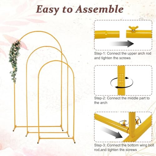 3PCS Arch Backdrop Stand 7.2/6.6/5.9FT Wedding Arches Balloon Arch Stand, alternate view 7