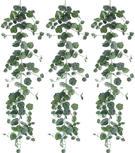 3Pcs Artificial Begonia Leaves Vine, Fake Hanging Ivy Garland