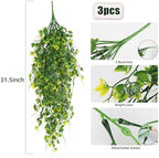 3Pcs Artificial Plant Fake Hanging Ivy Faux Ivy with Yellow Leaf, alternate view 3