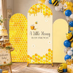 3PCS Baby Shower Arch Backdrop Covers A Little Honey is on the Way Happy Bee Days Decoration Honey Bees Baby, alternate view