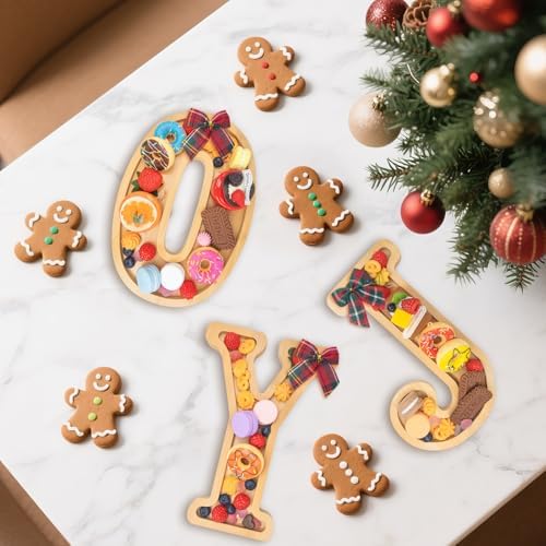 3PCS Bamboo Christmas Decorations Letters Charcuterie Board Box-(with 14 Balloons and Bow) Joy Charcuterie, alternate view 2