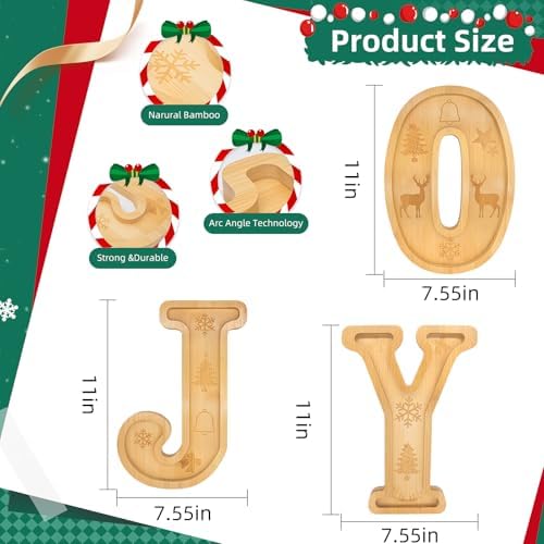 3PCS Bamboo Christmas Decorations Letters Charcuterie Board Box-(with 14 Balloons and Bow) Joy Charcuterie, alternate view 3