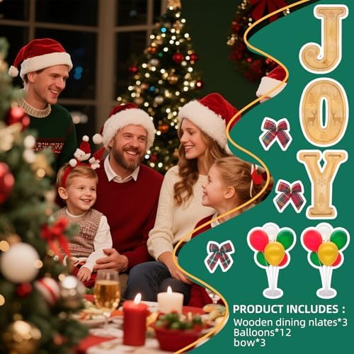 3PCS Bamboo Christmas Decorations Letters Charcuterie Board Box-(with 14 Balloons and Bow) Joy Charcuterie, alternate view 4