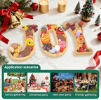 3PCS Bamboo Christmas Decorations Letters Charcuterie Board Box-(with 14 Balloons and Bow) Joy Charcuterie, alternate view 5