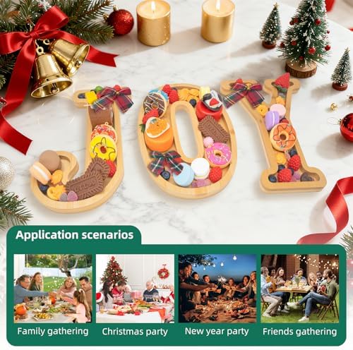 3PCS Bamboo Christmas Decorations Letters Charcuterie Board Box-(with 14 Balloons and Bow) Joy Charcuterie, alternate view 5