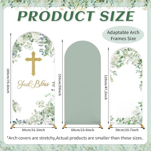 3Pcs Baptism Decorations God Bless Arch Backdrop Cover Bautizo Baptism Backdrop Banner 4ft 5ft 6ft Mi Bautizo, alternate view