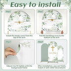 3Pcs Baptism Decorations God Bless Arch Backdrop Cover Bautizo Baptism Backdrop Banner 4ft 5ft 6ft Mi Bautizo, alternate view