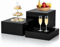 3Pcs Black Buffet Risers Acrylic Boxes Display Food Risers for Buffet Table Platter Parties Weddings Catering