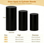3PCS Black Spandex Cylinder Pedestal Stand Covers, Elastic Fitted Round Plinth Pillar Covers for Party Backdrop, alternate