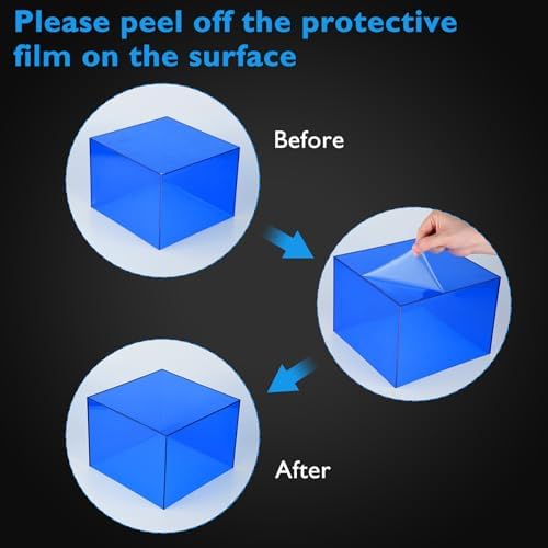 3Pcs Blue Buffet Risers Acrylic Boxes Display Food Risers for Buffet Table Platter Parties Weddings Catering, alternate view