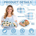 3Pcs Blue Gingham Serving Trays, Scalloped, 13 x 10 Inch in 13 x 10 Inch in Blue, alternate view 4