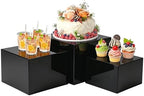 3Pcs Buffet Risers, Food Risers for Buffet Table, Black Acrylic Box in Black
