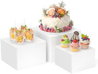 3Pcs Buffet Risers, Food Risers for Buffet Table, White Acrylic Box in White