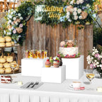 3Pcs Buffet Risers, Food Risers for Buffet Table, White Acrylic Box in White, alternate view 2