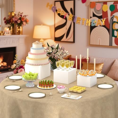 3Pcs Buffet Risers, Food Risers for Buffet Table, White Acrylic Box in White, alternate view 5