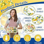 3Pcs Capri Lemon Serving Trays Summer Blue Tile Yellow Lemon Platter with Handles Reusable Serving Dishes for, alternate view
