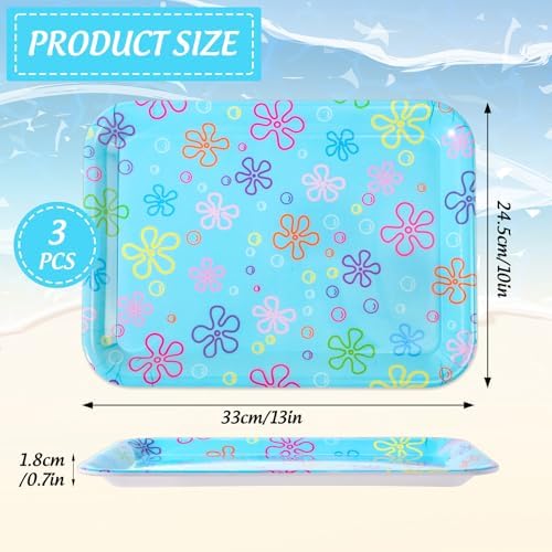 3Pcs Cartoon Sponge Serving Trays Under the Sea Flower Bubble Reusable Serving Dishes Melamine Platter Party, alternate view