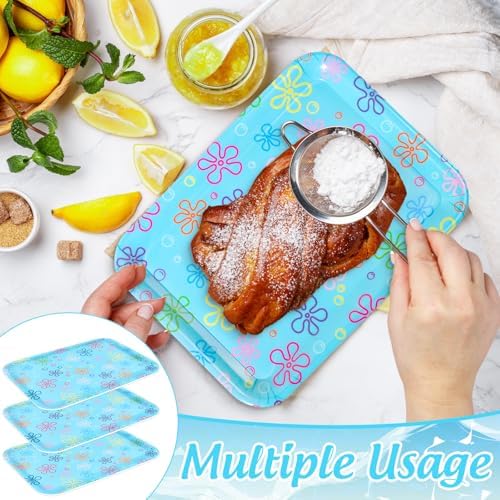 3Pcs Cartoon Sponge Serving Trays Under the Sea Flower Bubble Reusable Serving Dishes Melamine Platter Party, alternate view
