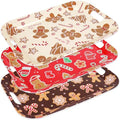 3Pcs Christmas Serving Trays 16.4 x 11 Inch Red Gingerbread Man Candy Cane Platter with Handles Reusable Serving