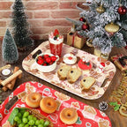 3Pcs Christmas Serving Trays 16.4 x 11 Inch Red Gingerbread Man Candy Cane Platter with Handles Reusable Serving, alternate