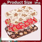 3Pcs Christmas Serving Trays 16.4 x 11 Inch Red Gingerbread Man Candy Cane Platter with Handles Reusable Serving, alternate