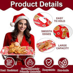 3Pcs Christmas Serving Trays 16.4 x 11 Inch Red Gingerbread Man Candy Cane Platter with Handles Reusable Serving, alternate
