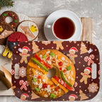 3Pcs Christmas Serving Trays 16.4 x 11 Inch Red Gingerbread Man Candy Cane Platter with Handles Reusable Serving, alternate