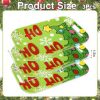 3Pcs Christmas Serving Trays 16.4 x 11 Inch Xmas Tree HOHOHO Snowflake Platter with Handles Reusable Green, alternate view 3