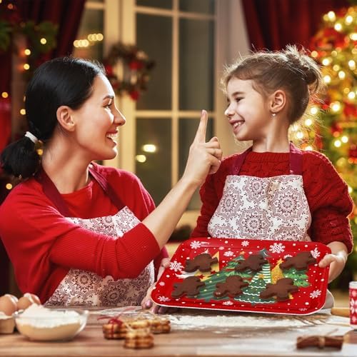 3Pcs Christmas Serving Trays Reusable Serving Dishes Gold Green Xmas Tree Snowflake Platter for Winter Party, alternate view