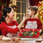 3Pcs Christmas Serving Trays Reusable Serving Dishes Gold Green Xmas Tree Snowflake Platter for Winter Party, alternate view