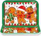 3Pcs Christmas Serving Trays Reusable Serving Dishes Red Green Gingerbread Man Platter for Xmas Party Sharing