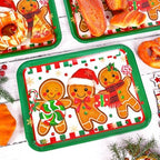 3Pcs Christmas Serving Trays Reusable Serving Dishes Red Green Gingerbread Man Platter for Xmas Party Sharing, alternate view