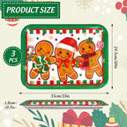 3Pcs Christmas Serving Trays Reusable Serving Dishes Red Green Gingerbread Man Platter for Xmas Party Sharing, alternate view