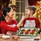 3Pcs Christmas Serving Trays Reusable Serving Dishes Red Green Gingerbread Man Platter for Xmas Party Sharing, alternate view