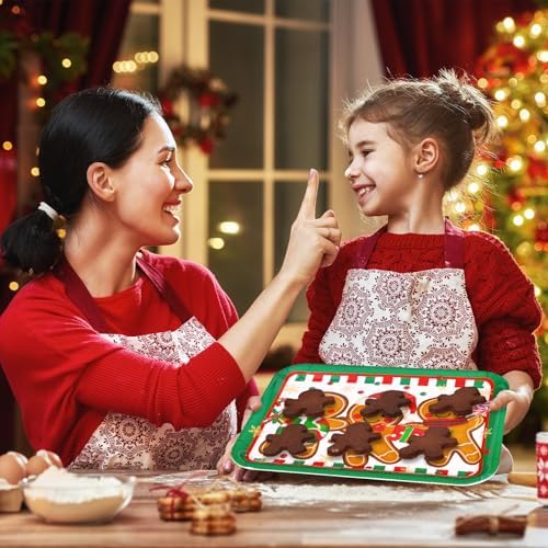 3Pcs Christmas Serving Trays Reusable Serving Dishes Red Green Gingerbread Man Platter for Xmas Party Sharing, alternate view