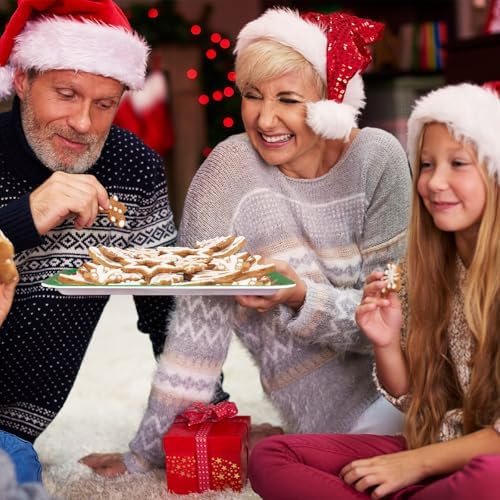 3Pcs Christmas Serving Trays Reusable Serving Dishes Red Green Gingerbread Man Platter for Xmas Party Sharing, alternate view