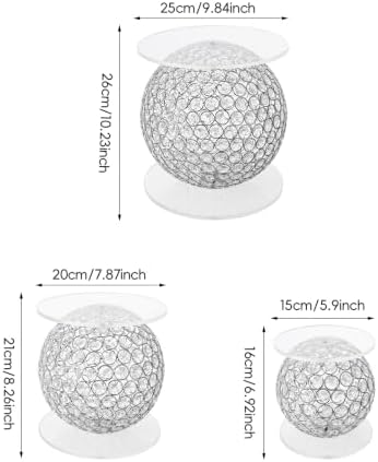 3PCS Clear Acrylic Cake Stand Sets Ball Cupcake Dessert Display Stand in Clear, alternate view 2