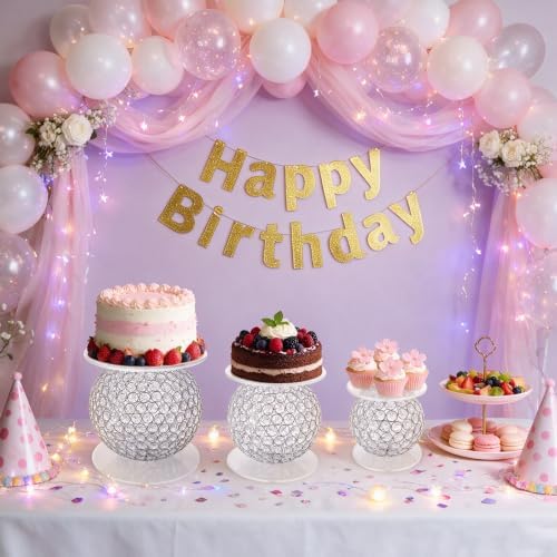3PCS Clear Acrylic Cake Stand Sets Ball Cupcake Dessert Display Stand in Clear, alternate view 5