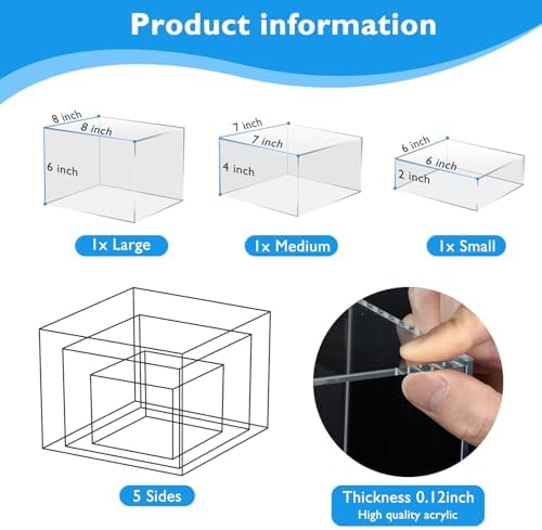 3Pcs Clear Buffet Risers Acrylic Boxes Display Food Risers for Buffet Table Platter Parties Weddings Catering, alternate view