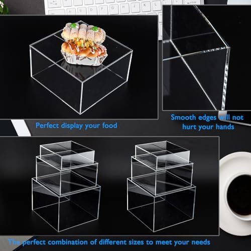 3Pcs Clear Buffet Risers Acrylic Boxes Display Food Risers for Buffet Table Platter Parties Weddings Catering, alternate view