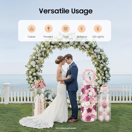 3Pcs Clear Cylinder Pedestal Stands for Party & Cake Stand, Clear Acrylic Round Pedestal Display Stand Plinth, alternate view