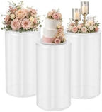 3PCS Clear Cylinder Pedestal Stands for Party Round Pedestal Display Plinth Pillars PVC Dessert Table Display