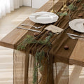 3Pcs Coffee Cheesecloth Table Runner 120 Inches for Party Home Decor