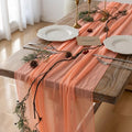 3Pcs Coral Peach Cheesecloth Table Runner 120 Inches for Party Home Decor