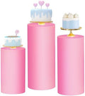 3pcs Cylinder Pedestal Covers for Birthday Party Decor, Pink in Pink