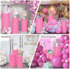 3pcs Cylinder Pedestal Covers for Birthday Party Decor, Pink in Pink, alternate view 5