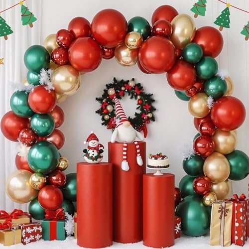 3pcs Cylinder Pedestal Covers for Birthday Party Decor, Red in Red, alternate view 3