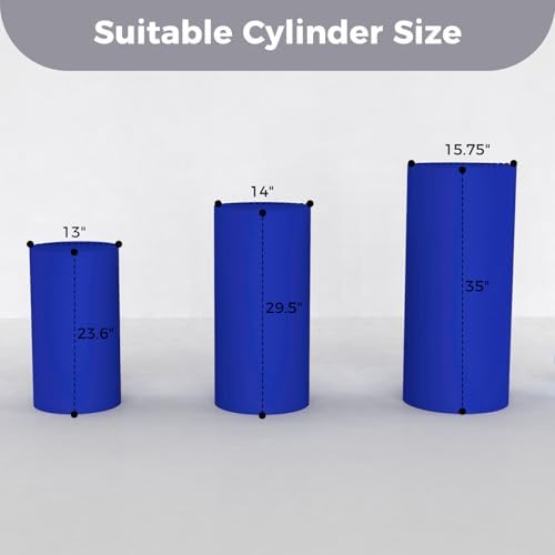 3pcs Cylinder Pedestal Covers for Birthday Party Decor, Royal Blue in Royal Blue, alternate view 2