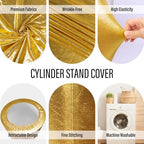 3Pcs Cylinder Pedestal Stand Covers, Gold Spandex Stretch Fit in Sizes(23in,29in,35in) in Gold, alternate view 4