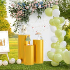 3Pcs Cylinder Pedestal Stand Covers, Gold Spandex Stretch Fit in Sizes(23in,29in,35in) in Gold, alternate view 5